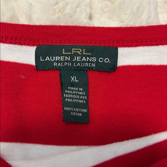 Lauren Ralph Lauren Red and White Striped Mid Sleeve Top Size XL - Picture 6 of 11